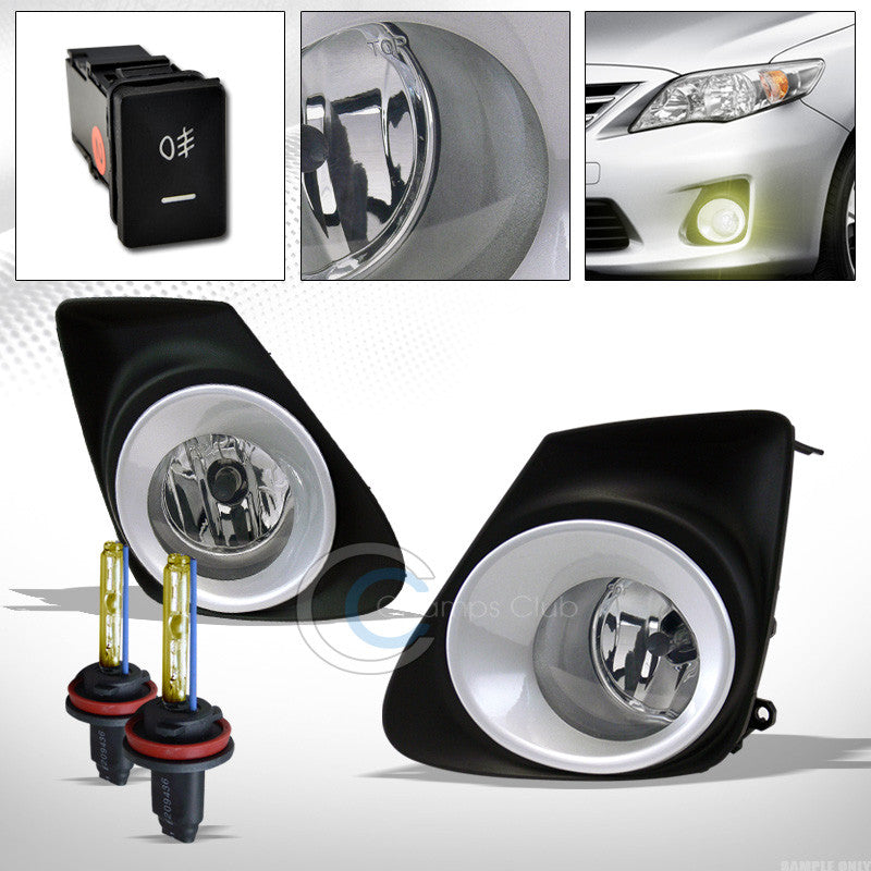 3000K HID XENON+CLEAR BUMPER FOG LIGHTS+CHROME RIM+SWITCH+WIRE PT 11-13 COROLLA