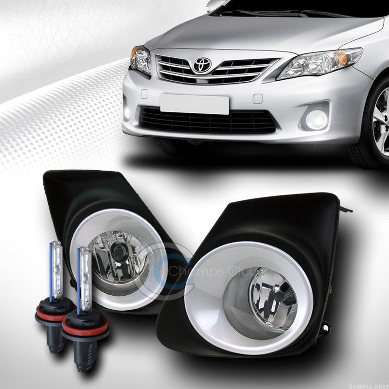 6000K HID XENON+CLEAR BUMPER FOG LIGHTS+CHROME RIM+SWITCH+WIRE PT 11-13 COROLLA