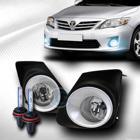 8000K HID XENON+CLEAR BUMPER FOG LIGHTS+CHROME RIM+SWITCH+WIRE PT 11-13 COROLLA