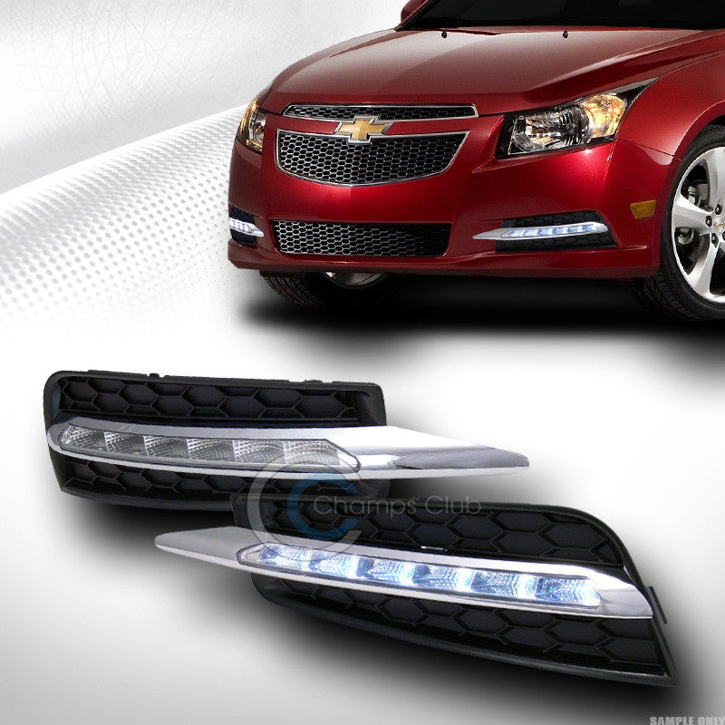 CHROME DRL SMD LED BUMPER FOG LIGHTS STRIP+GRILL GRILLE COVER 1PC PT 11-12 CRUZE