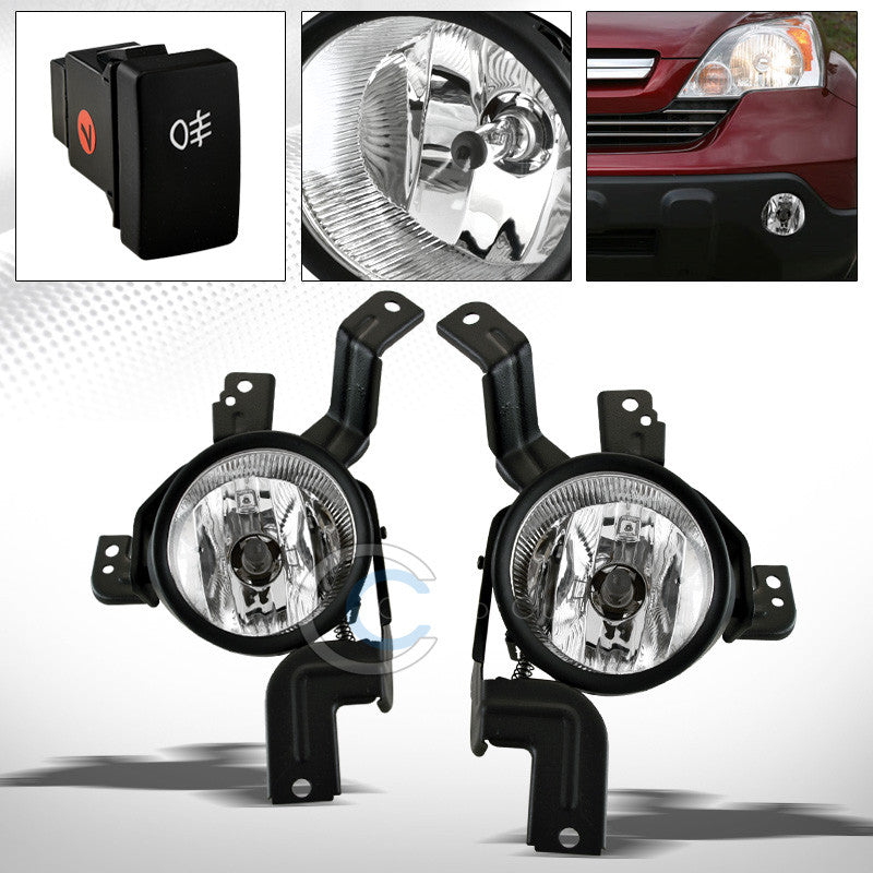 JDM CHROME FRONT BUMPER DRIVING FOG LIGHTS LAMPS+SWITCH PT 07-09 HONDA CRV CR-V