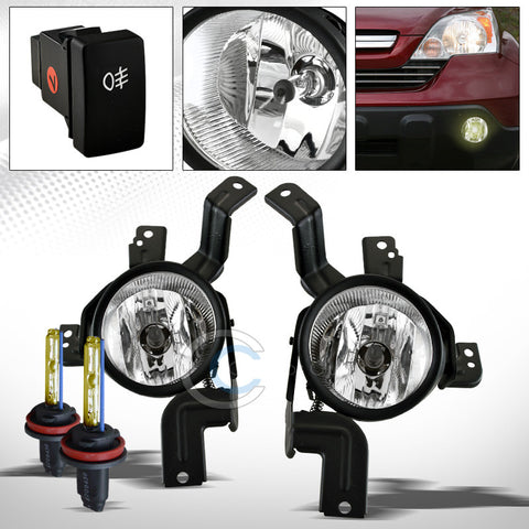 3000K HID XENON+JDM CHROME BUMPER FOG LIGHTS+SWITCH+WIRE PT 07-09 HONDA CRV CR-V