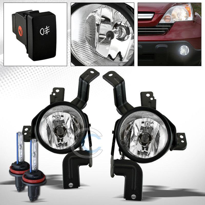 6000K HID XENON+JDM CHROME BUMPER FOG LIGHTS+SWITCH+WIRE PT 07-09 HONDA CRV CR-V