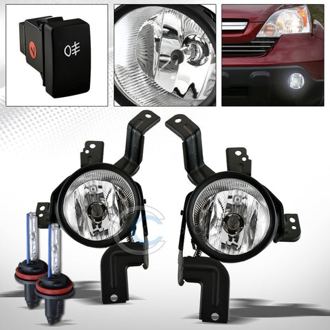 6000K HID XENON+JDM CHROME BUMPER FOG LIGHTS+SWITCH+WIRE PT 07-09 HONDA CRV CR-V