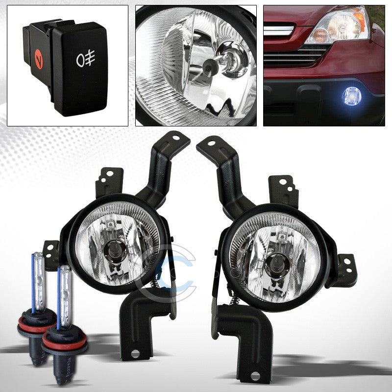 8000K HID XENON+JDM CHROME BUMPER FOG LIGHTS+SWITCH+WIRE PT 07-09 HONDA CRV CR-V