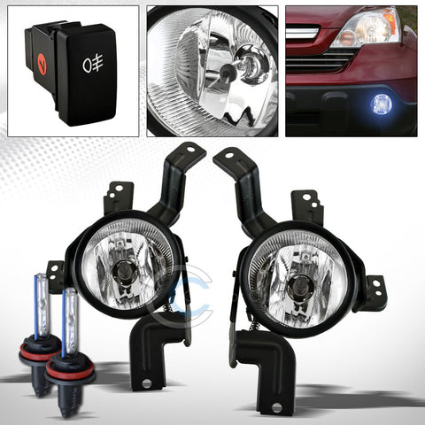8000K HID XENON+JDM CHROME BUMPER FOG LIGHTS+SWITCH+WIRE PT 07-09 HONDA CRV CR-V