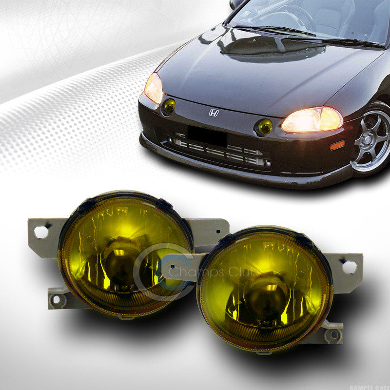 JDM YELLOW LENS BUMPER DRIVING FOG LIGHTS LAMPS KIT 93-95 HONDA CIVIC DEL SOL EG