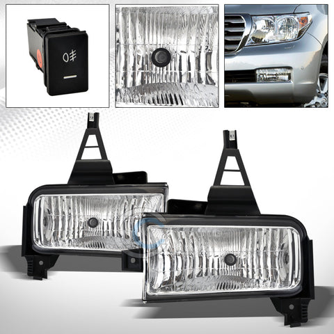 JDM CHROME FRONT BUMPER FOG LIGHTS LAMPS+SWITCH KIT PT 08-11 TOYOTA LAND CRUISER