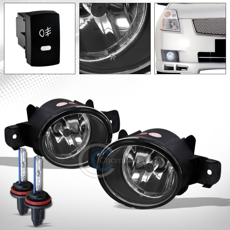 6000K HID XENON+JDM CHROME BUMPER FOG LIGHTS+SWITCH FOR 04-15 SENTRA/08-13 ROGUE