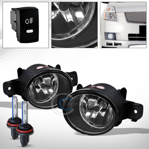 6000K HID XENON+JDM CHROME BUMPER FOG LIGHTS+SWITCH FOR 04-15 SENTRA/08-13 ROGUE