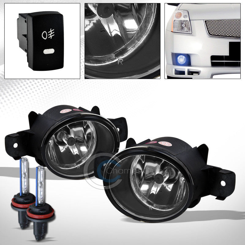 8000K HID XENON+JDM CHROME BUMPER FOG LIGHTS+SWITCH FOR 04-15 SENTRA/08-13 ROGUE