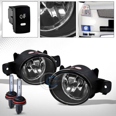 8000K HID XENON+JDM CHROME BUMPER FOG LIGHTS+SWITCH FOR 04-15 SENTRA/08-13 ROGUE