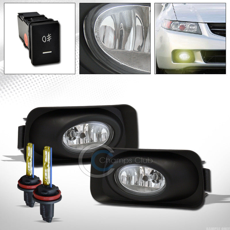 3000K HID XENON+CHROME BUMPER FOG LIGHTS w/SWITCH+WIRING PT 03 04-06 ACURA TSX