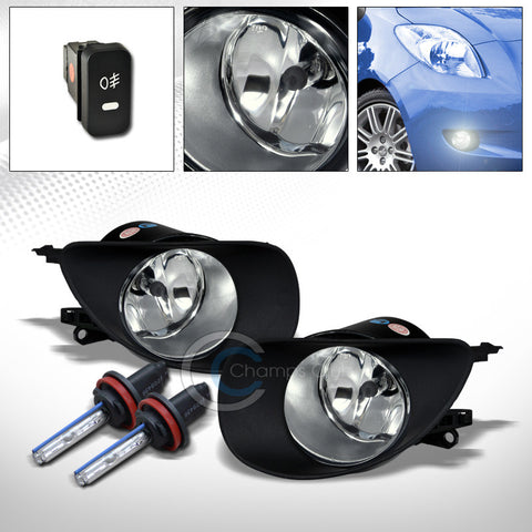6000K HID XENON+CHROME BUMPER FOG LIGHTS w/SWITCH PT 06-08 TOYOTA YARIS 2DR/3DR