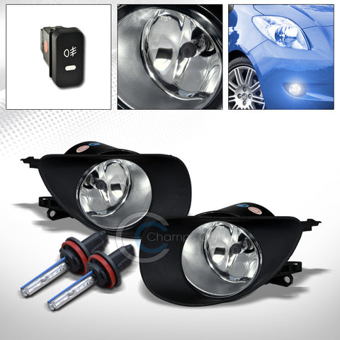 8000K HID XENON+CHROME BUMPER FOG LIGHTS w/SWITCH PT 06-08 TOYOTA YARIS 2DR/3DR