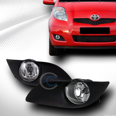 CHROME BUMPER FOG LIGHTS+SWITCH+BEZEL COVER KIT PT 09-11 YARIS 3DR/5DR HATCHBACK