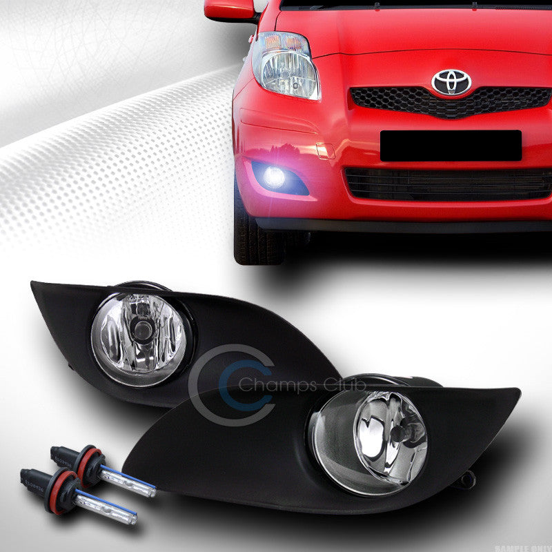 10000K HID XENON W/CHROME BUMPER FOG LIGHTS+SWITCH+COVER PT 09-11 YARIS 3DR/5DR