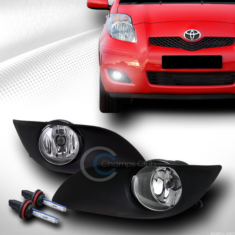 6000K HID XENON W/CHROME BUMPER FOG LIGHTS+SWITCH+COVER PT 09-11 YARIS 3DR/5DR