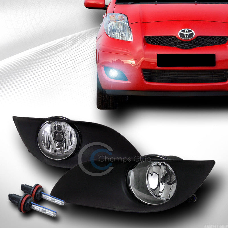 8000K HID XENON W/CHROME BUMPER FOG LIGHTS+SWITCH+COVER PT 09-11 YARIS 3DR/5DR