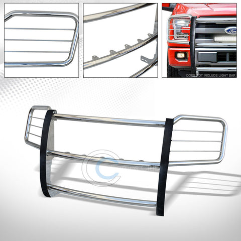 CHROME STEEL BRUSH PUSH BUMPER GRILL GRILLE GUARD COVER HD 15-16 FORD F150 TRUCK