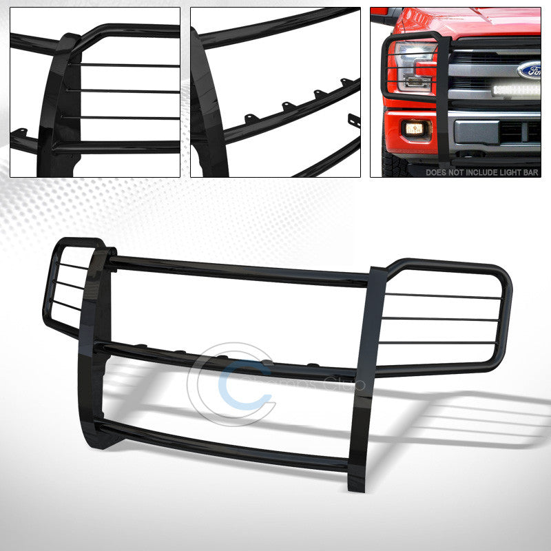 BLACK STEEL BRUSH PUSH BUMPER GRILL GRILLE GUARD COVER HD 15-16 FORD F150 PICKUP
