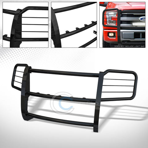 BLACK STEEL BRUSH PUSH BUMPER GRILL GRILLE GUARD COVER HD 15-16 FORD F150 PICKUP