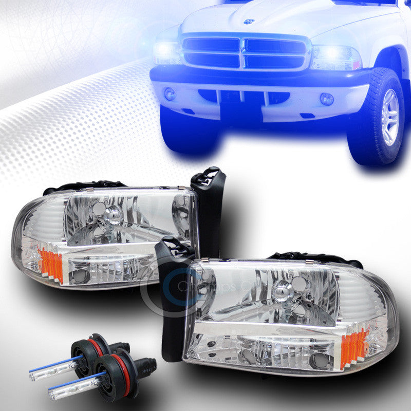 10000K HID XENON W/CHROME HEAD LIGHTS PARKING BUMPER AM 1997-2004 DAKOTA DURANGO