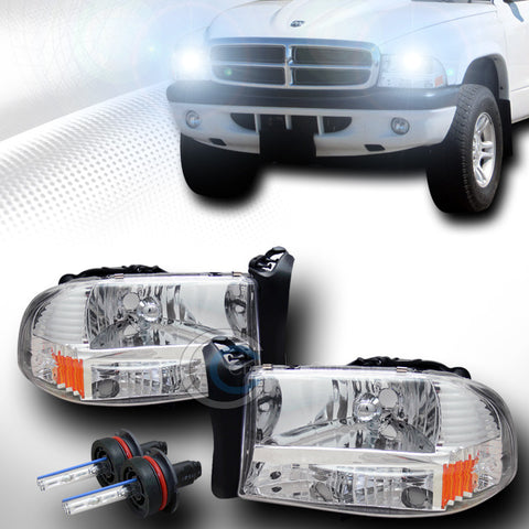 6000K HID XENON W/CHROME HEAD LIGHTS PARKING BUMPER AM 1997-2004 DAKOTA DURANGO
