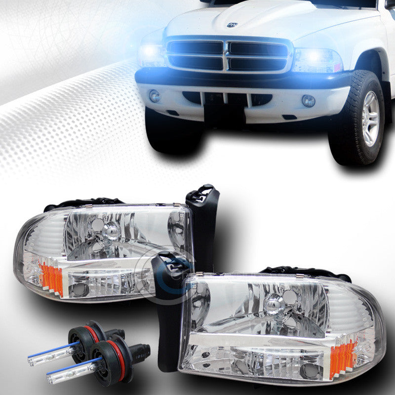 8000K HID XENON W/CHROME HEAD LIGHTS PARKING BUMPER AM 1997-2004 DAKOTA DURANGO