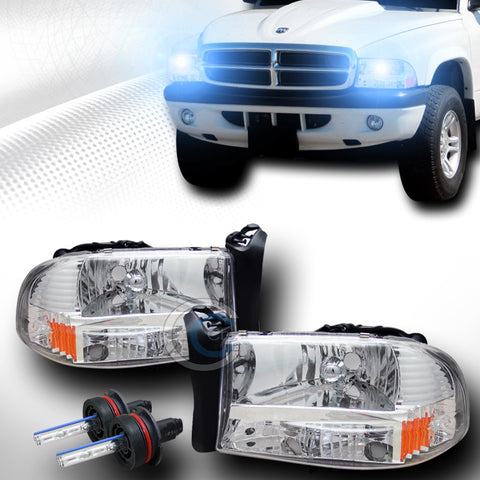 8000K HID XENON W/CHROME HEAD LIGHTS PARKING BUMPER AM 1997-2004 DAKOTA DURANGO
