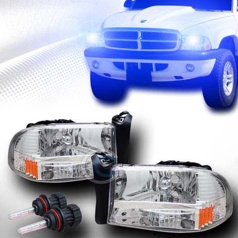 10000K HID BI-XENON W/CHROME HEAD LIGHT BUMPER AMBER 1P 1997-2004 DAKOTA DURANGO