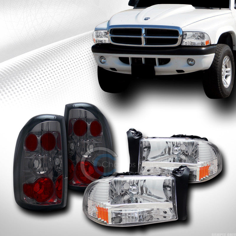 CHROME HEADLIGHTS SIGNAL AM+ALTEZZA TAILLIGHTS SM 1997-2004 DODGE DAKOTA/DURANGO