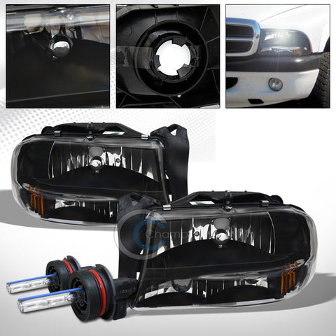 6000K HID XENON W/BLK HEAD LIGHTS SIGNAL BUMPER AMBER 1997-2004 DAKOTA DURANGO