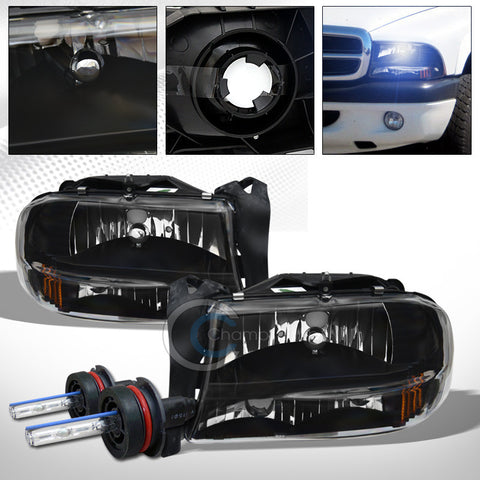 8000K HID XENON W/BLK HEAD LIGHTS SIGNAL BUMPER AMBER 1997-2004 DAKOTA DURANGO