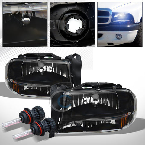 8000K HID BI-XENON W/BLACK HEAD LIGHTS BUMPER AMBER 1P 1997-2004 DAKOTA DURANGO