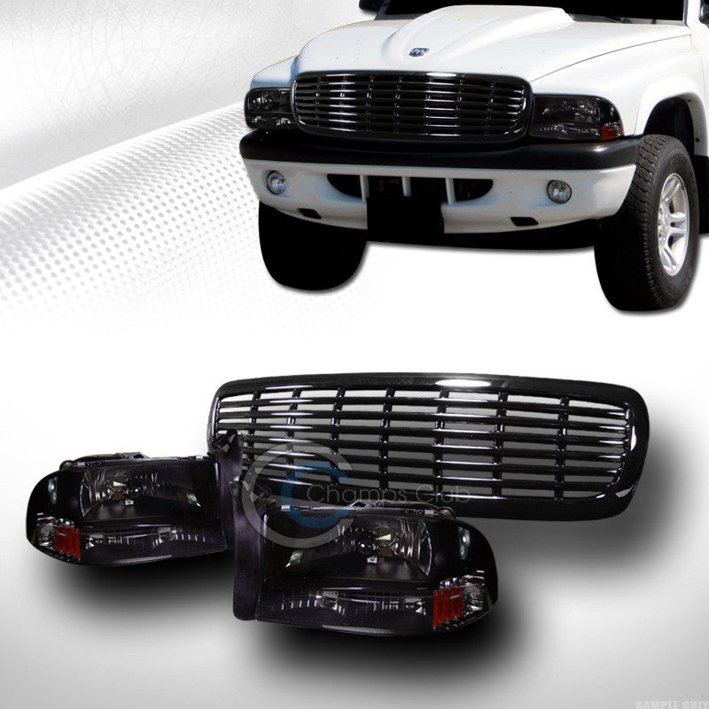 SMOKE HEADLIGHTS CORNER SIGNAL LAMPS AM 1P+GRILL GRILLE 1997-2004 DAKOTA/DURANGO