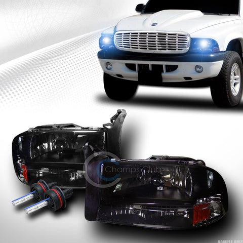 10000K HID XENON SMOKE HEAD LIGHTS SIGNAL BUMPER AM 1PC 1997-2004 DAKOTA/DURANGO