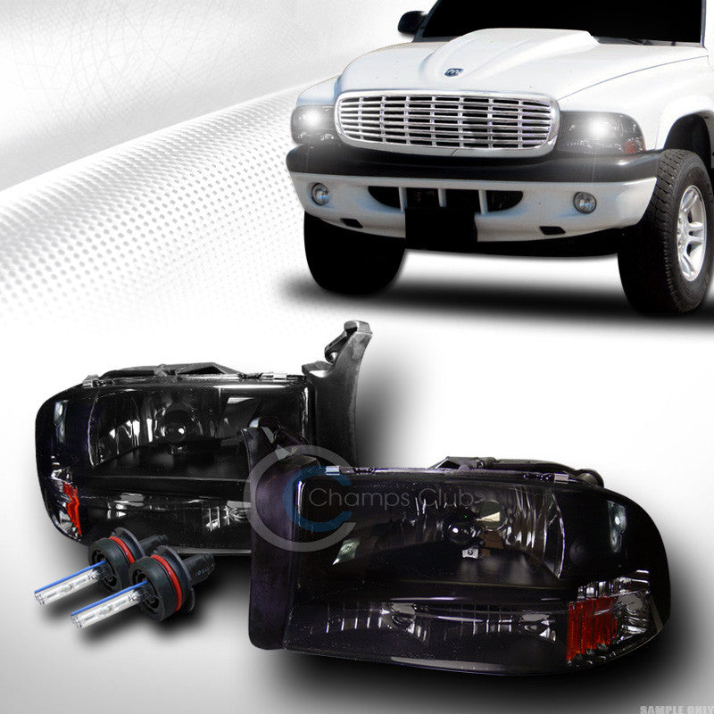 6000K HID XENON SMOKE HEAD LIGHTS SIGNAL BUMPER AM 1PC 1997-2004 DAKOTA/DURANGO