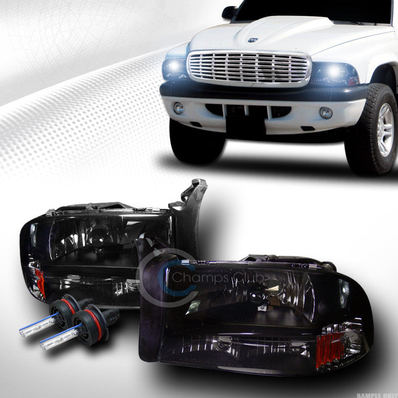 8000K HID XENON SMOKE HEAD LIGHTS SIGNAL BUMPER AM 1PC 1997-2004 DAKOTA/DURANGO