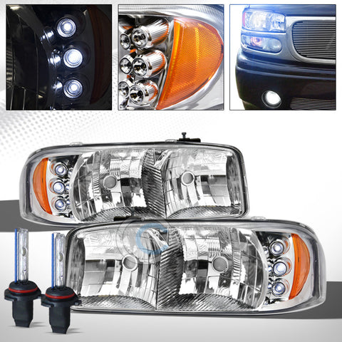 10000K HID XENON+CHROME CLEAR LED HEAD LIGHTS AMBER AW 1999+ SIERRA/YUKON/DENALI