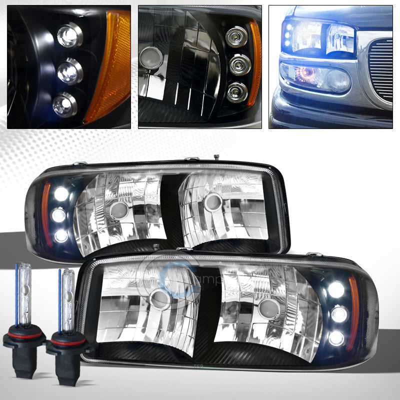 10000K HID XENON+BLACK CLEAR LED HEAD LIGHTS AMBER AW 1999+ SIERRA/YUKON/DENALI