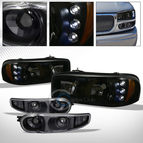 SMOKE LED HEAD LIGHTS AM AW+BUMPER CORNER SIGNAL BK JY 2001+ YUKON/SIERRA DENALI