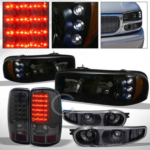 SMOKE HEAD LIGHTS AMBER AW+BUMPER SIGNAL BLK+LED TAIL LAMP JY 2001+ YUKON DENALI