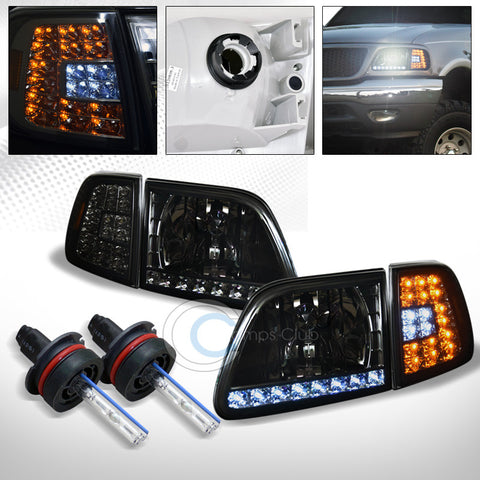 6000K HID XENON+SMOKE HEAD LIGHTS w/LED CORNER SIGNAL AM AW 1997-2003 FORD F150
