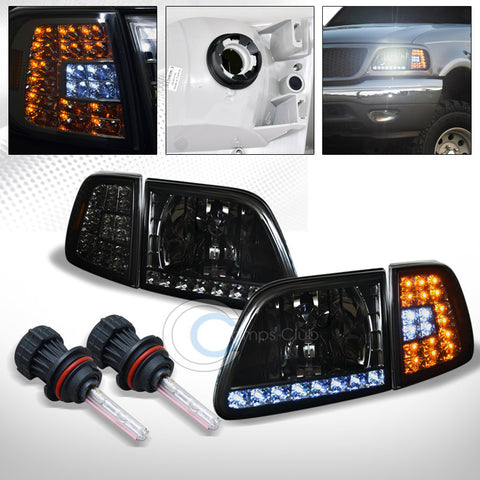 6000K HID BI-XENON+SMOKE HEAD LIGHTS+LED CORNER SIGNAL AM AW 1997-2003 FORD F150