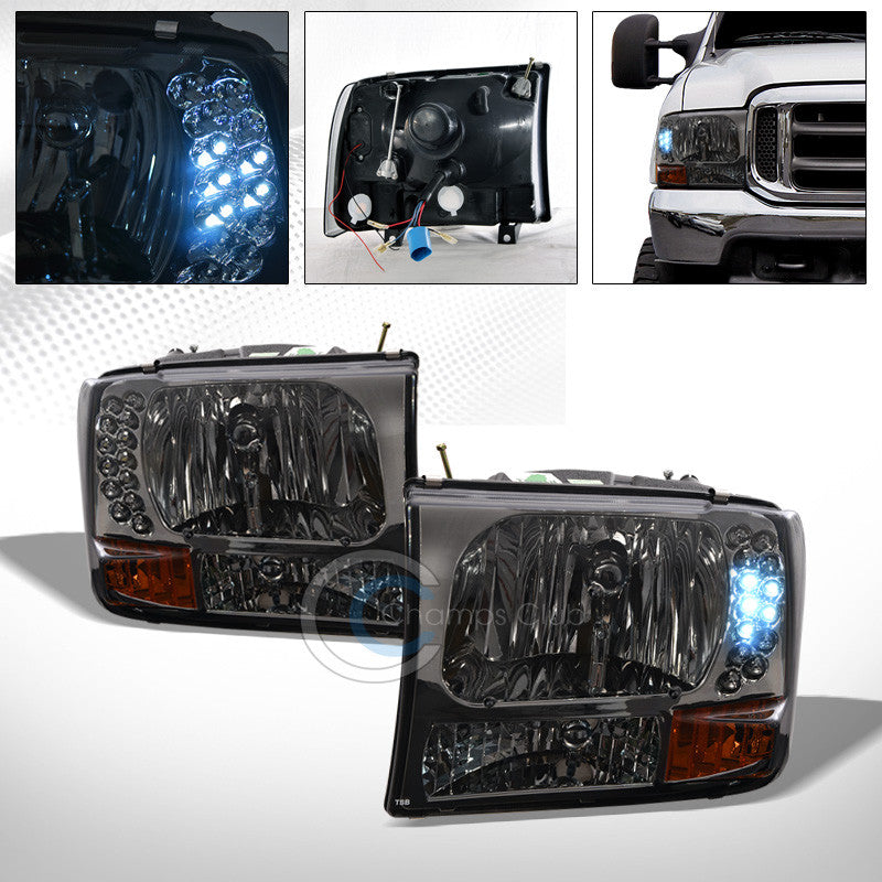 SMOKE 5 LED HEAD LIGHTS LAMPS SIGNAL CORNER AMB 1PC V2 99-04 F250/F350 SUPERDUTY