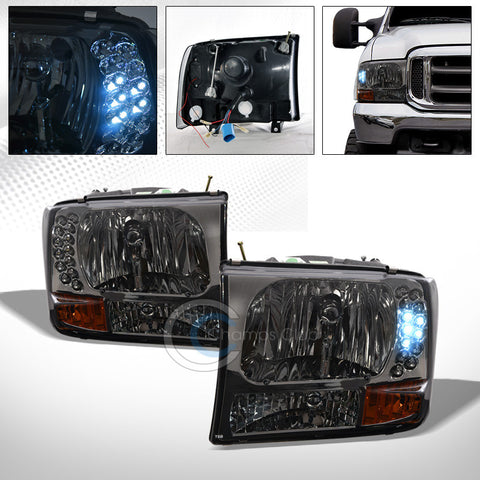 SMOKE 5 LED HEAD LIGHTS LAMPS SIGNAL CORNER AMB 1PC V2 99-04 F250/F350 SUPERDUTY