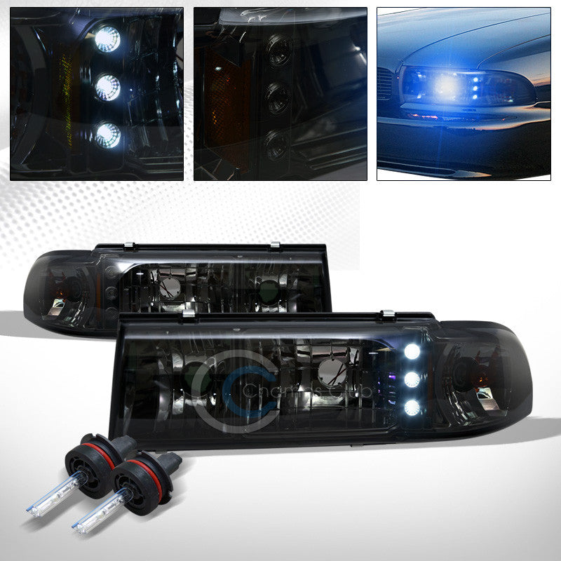 10000K HID XENON+SMOKE LED HEAD LIGHTS CORNER AM AW 1P 1991-1996 CAPRICE/IMPALA