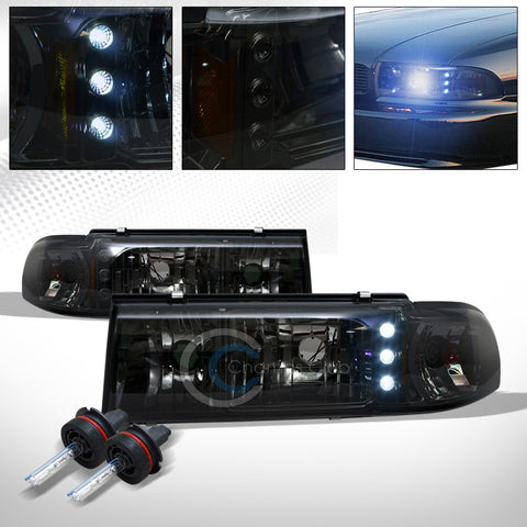 8000K HID XENON+SMOKE LED HEAD LIGHTS CORNER AM AW 1P 1991-1996 CAPRICE/IMPALA