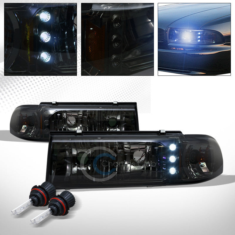 8000K HID BI-XENON+SMOKE LED HEAD LIGHTS CORNER A AW 1P 1991-1996 CAPRICE/IMPALA